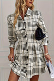 Button-Front Checkered Dress