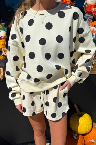 Polka Dot Drawstring Shorts Set