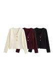 Button-Accent V-Neck Cardigan