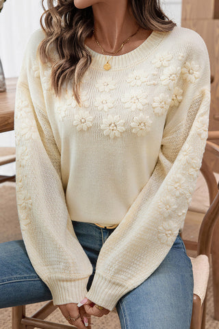 Floral Embellished Knit Sweater