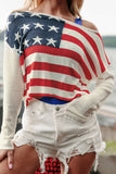 Off-Shoulder Flag Sweater