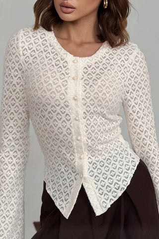 Button-Front Lace Blouse