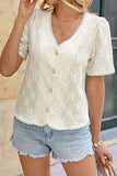 Button-Front Lace Detailed Blouse