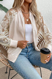Lace-Accent Zip-Up Jacket