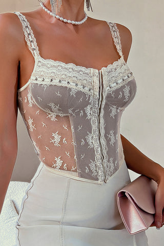 Lace Overlay Corset Tank Top