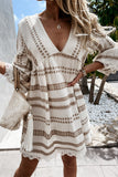 Patterned V-Neck Boho Dress