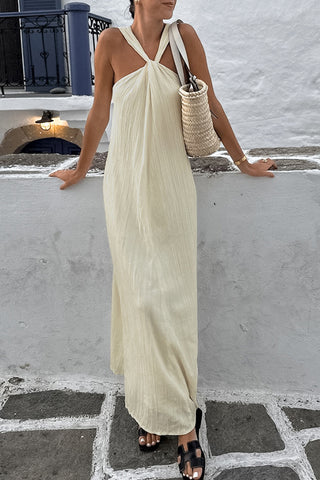Sleeveless Twist-Neck Maxi Dress