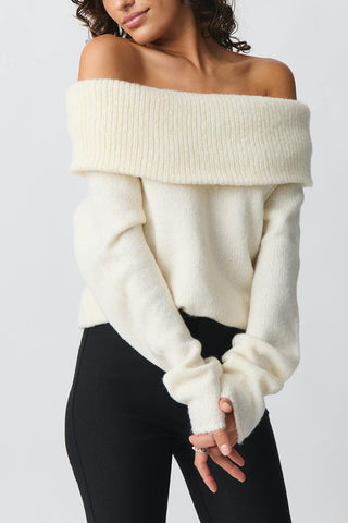 Off-Shoulder Knit Sweater