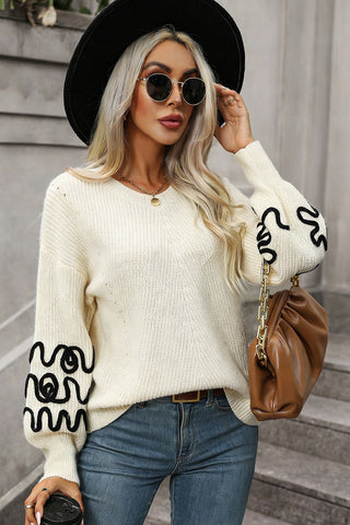 Stylish Floral Sleeve Sweater