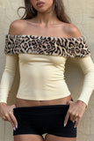 Off-Shoulder Faux Fur Trim T-Shirt