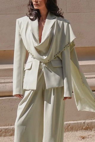Draped Accent Blazer with Embellishments
