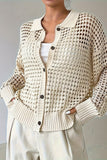 Open-Knit Button Cardigan
