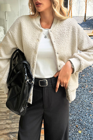 Casual Button-Up Fleece Jacket