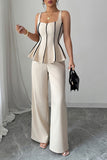 Elegant Peplum Top and Wide-Leg Pants Set