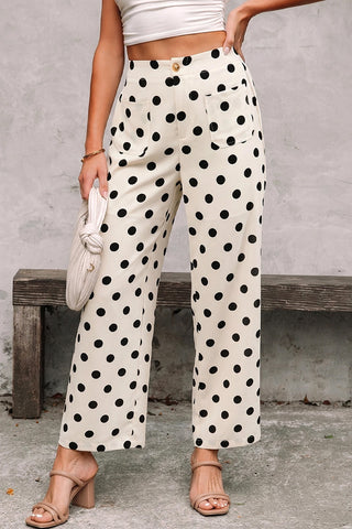 Polka Dot Patched Pocket Pants