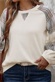 Plaid Accent Casual Sweatshirt