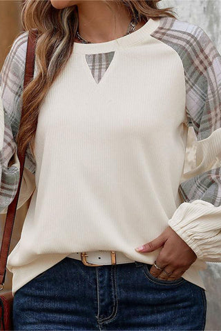 Plaid Accent Casual Sweatshirt