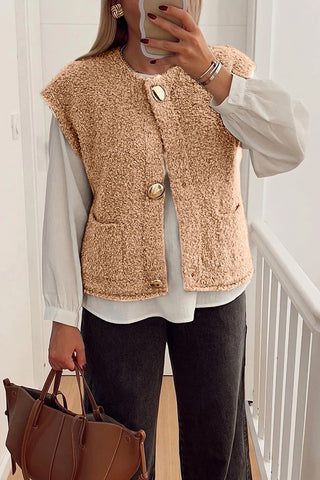 Button Accent Pocket Detail Vest