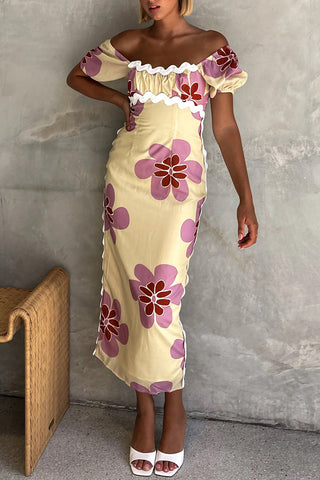 Off-Shoulder Floral Midi Dress