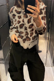 Button-Front Leopard Print Cardigan