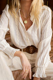 Patterned Button-Front Blouse