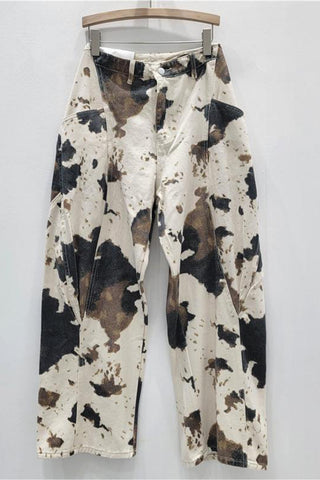 Wide-Leg Patterned Denim Jeans