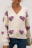 Heart Pattern Button-Front Cardigan