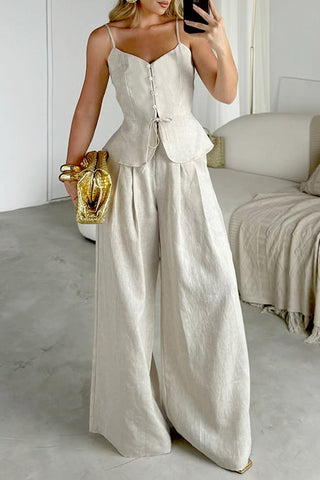 Stylish Wide-Leg Pants Set with Corset Top
