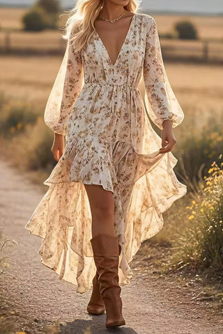 Floral Ruffle Casual Dress