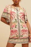 Tropical Print Casual Mini Dress