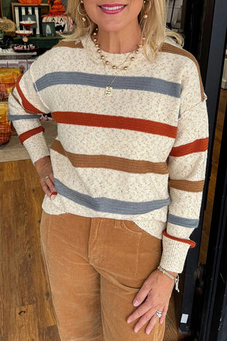 Stripe Exposed Seam Sweater