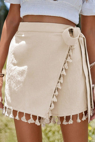 Tassel Wrap Mini Skirt