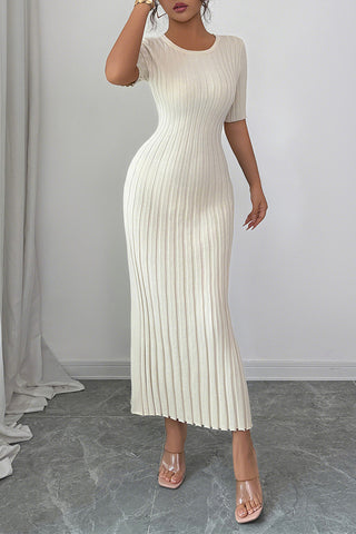 Ribbed Knit Casual Maxi Dress