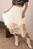 Asymmetric Mesh Midi Skirt