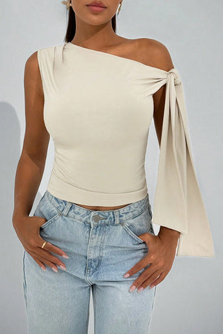 Asymmetric Tie-Shoulder Cami Top