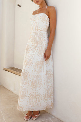 Halter-Neck Printed Maxi Dress