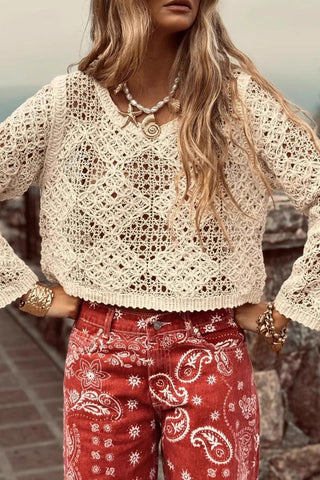 Crochet V-Neck Blouse