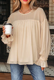 Pleated Ruffle Long Sleeve Blouse