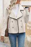 Double-Breasted Ruffle Collar Jacket