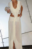 Ruffle-Trim Backless Skirt Set
