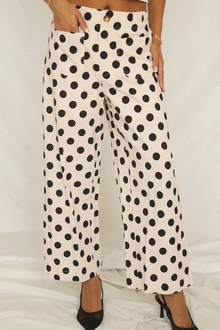 Polka Dot Wide-Leg Casual Pants