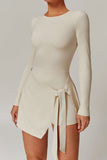 Long Sleeve Wrap Dress with Tie