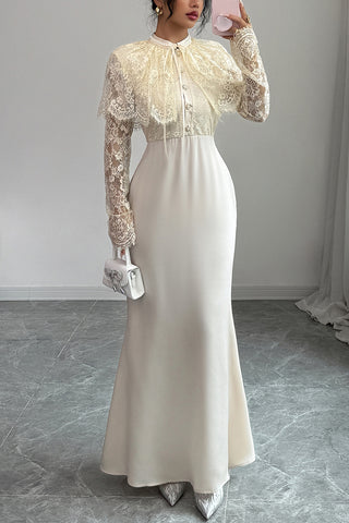 Elegant Lace Sleeve Maxi Dress