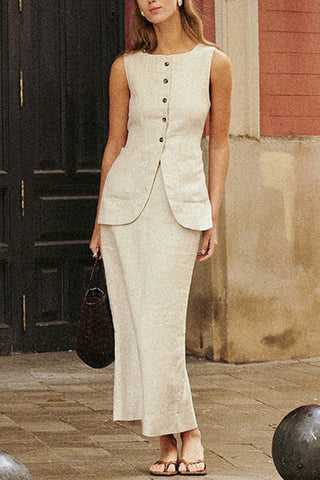 Button-Front Skirt Set