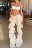 Ruffle-Trim Casual Pants