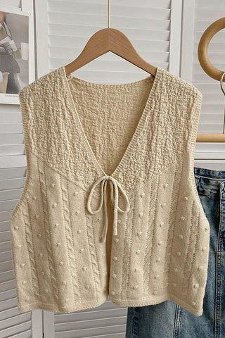 Textured Knit Tie-Front Vest