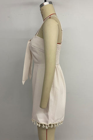 Tie-Front Tassel Hem Romper