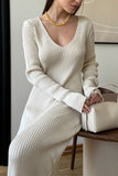 Ribbed Knit Casual Midi Dress