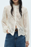Sheer Floral Button-Up Blouse