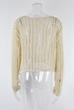 Open-Knit Long Sleeve Blouse